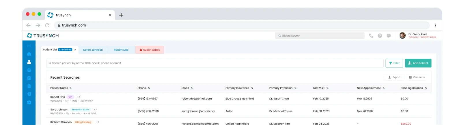 TruSynch dashboard